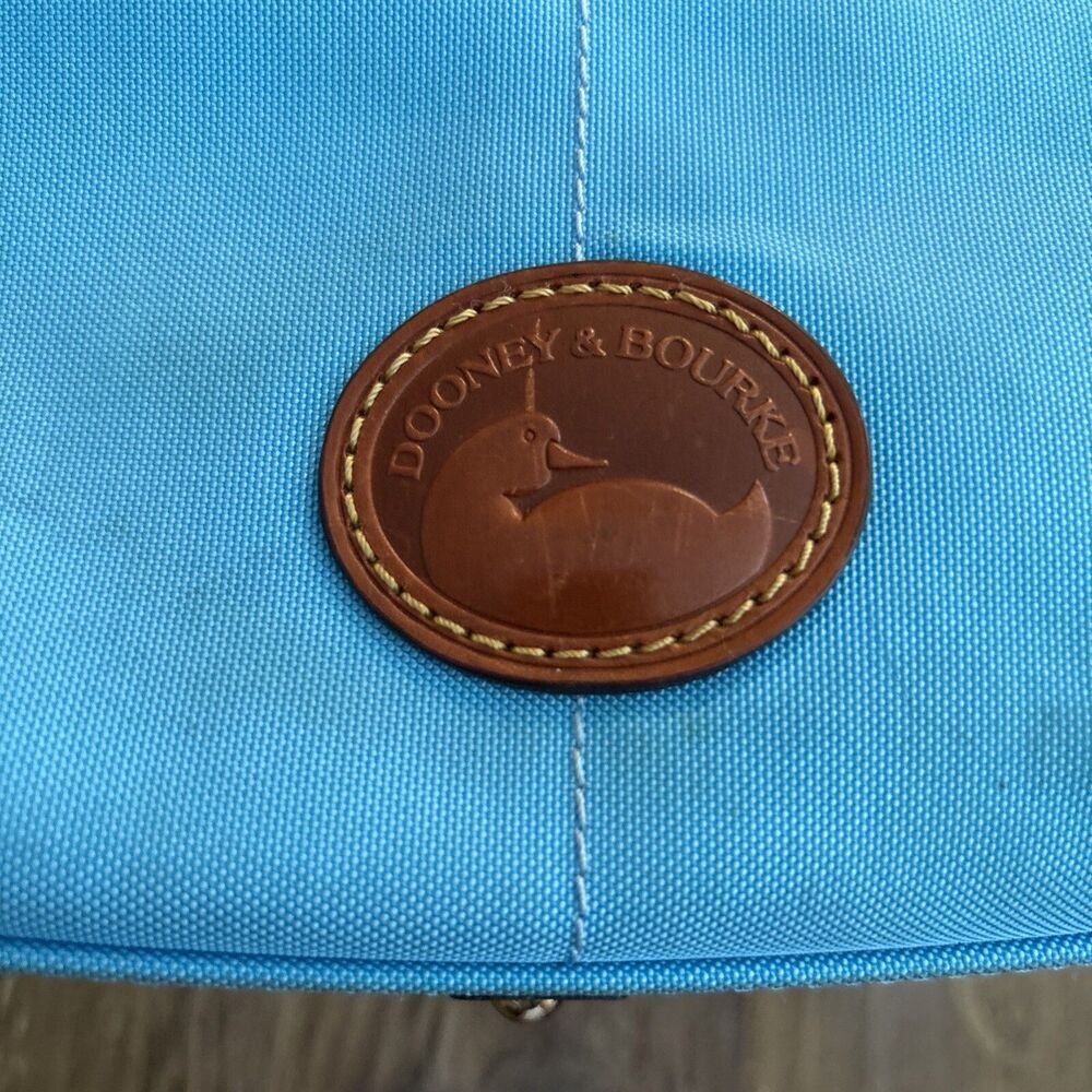 DOONEY & BOURKE Large Blue Nylon Leather Convertible Tote Satchel 90s Retro Y2K - Picture 3 of 13